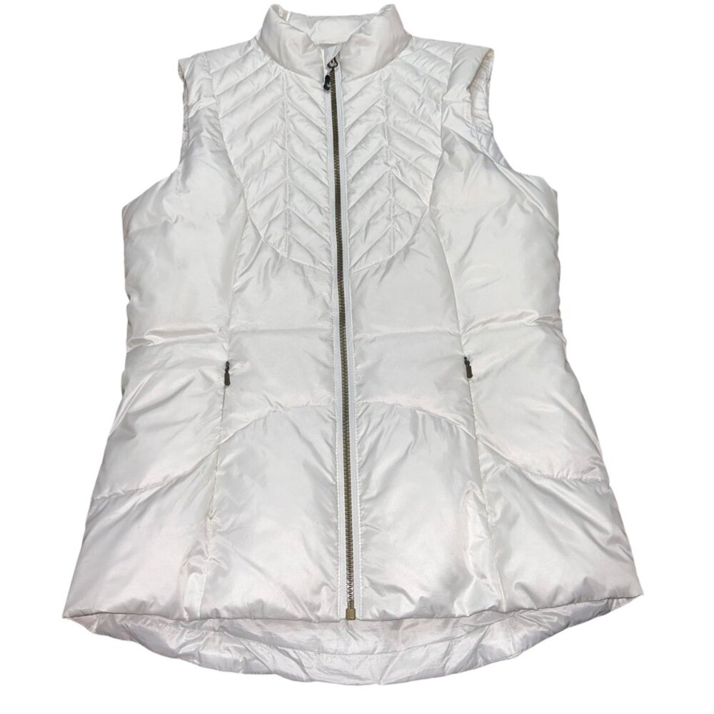 MPG Sport White Quilted Puffer Vest with a High Collar / Size Small Petite